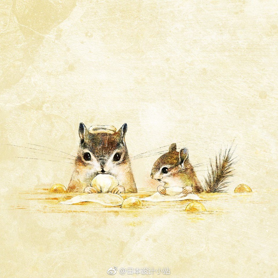 日本插画师saeko笔下的松鼠不仅爱吃坚果还爱看书学习
