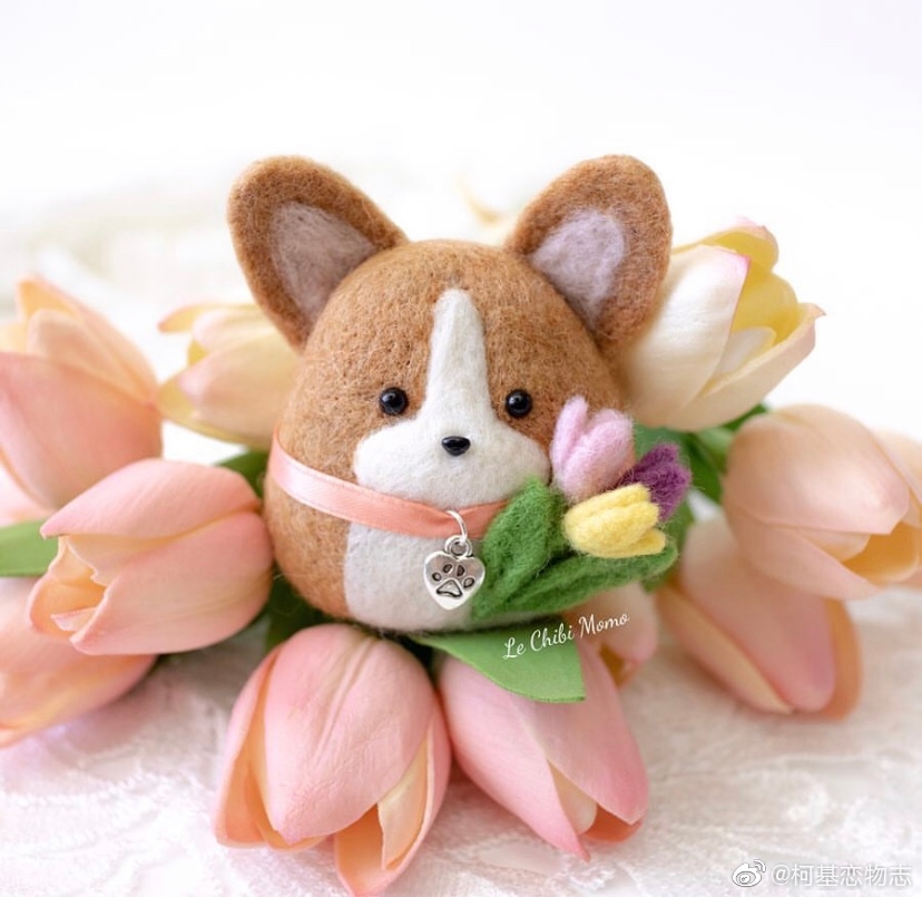 instagram手工艺人adrienne最新羊毛毡作品柯基