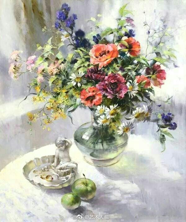 俄罗斯女画家vjugovey rimma nikolayevna唯美静物花卉油画作品1962
