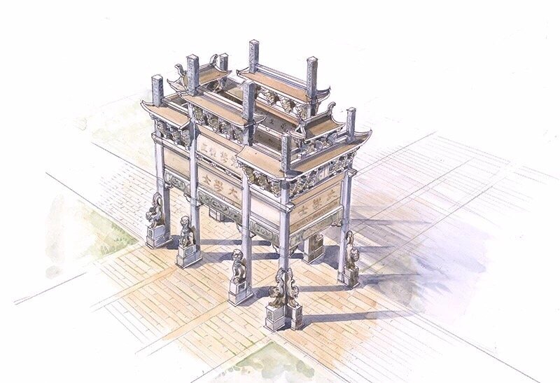 穿墙透壁——李乾朗古建筑手绘艺术|古建筑|李乾朗|艺术_新浪新闻