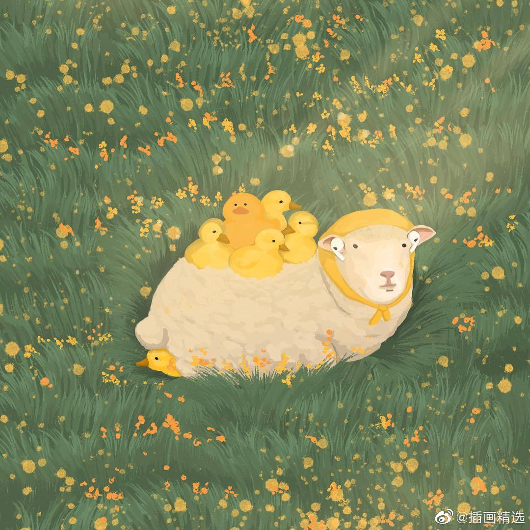 插画师lazysnack笔下的一组动物插画温暖且温柔的画面太治愈啦