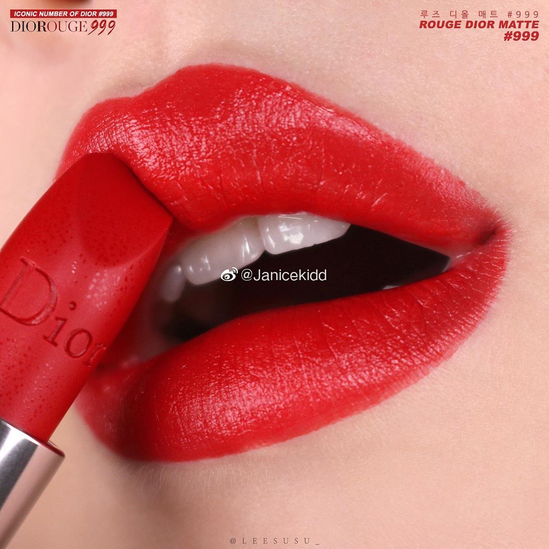 dior 999系列彩妆单品试色分享· rouge dior 烈艳蓝金唇膏 999缎面