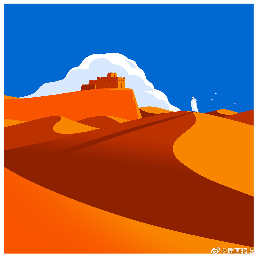 撞色鲜明色调矢量风景主题插画-插画师levente szabo