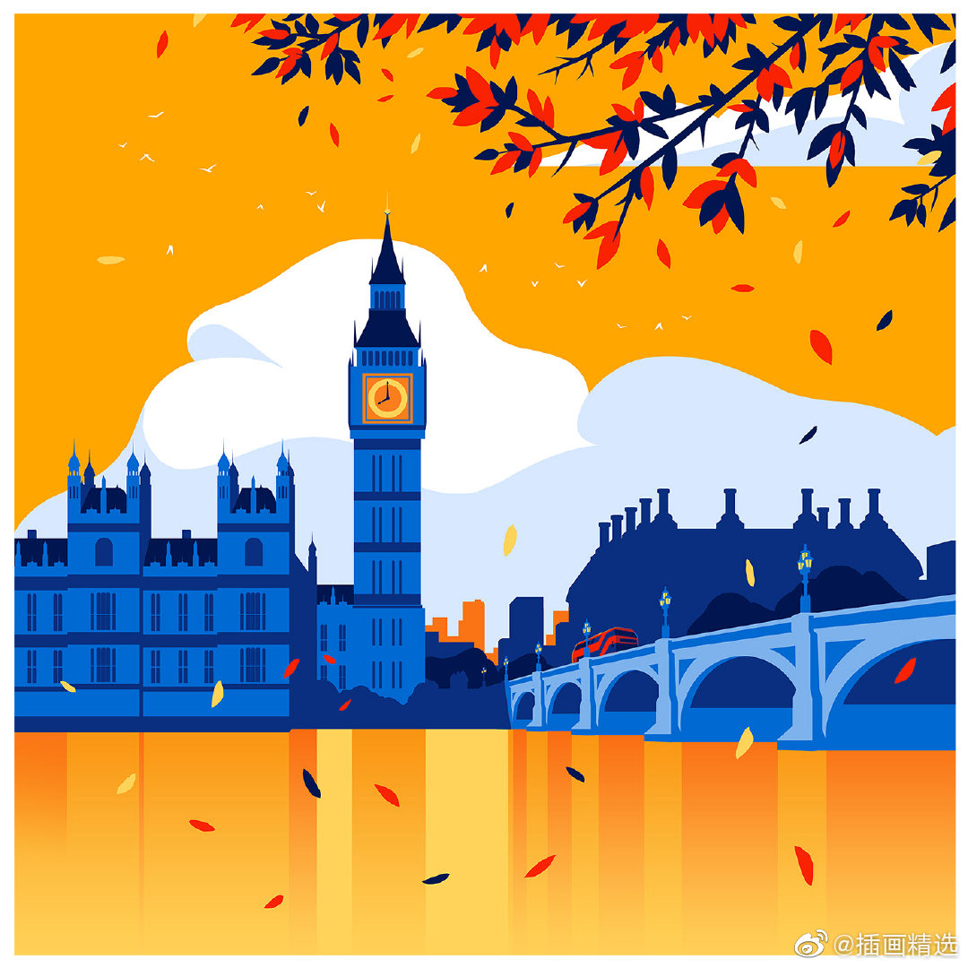 撞色鲜明色调矢量风景主题插画-插画师levente szabo
