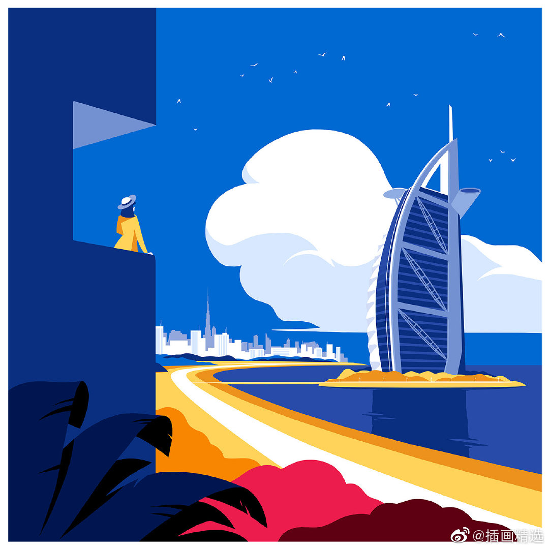 撞色鲜明色调矢量风景主题插画-插画师levente szabo|矢量|插画师|撞