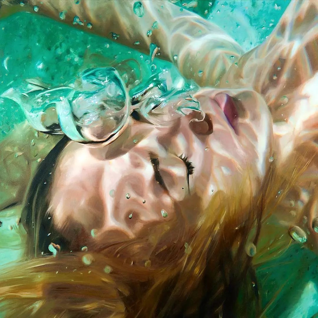 水中人美国艺术家reisha Perlmutter 写实油画作品 水中人美国艺术家reisha Perlmutter 写实油画作品