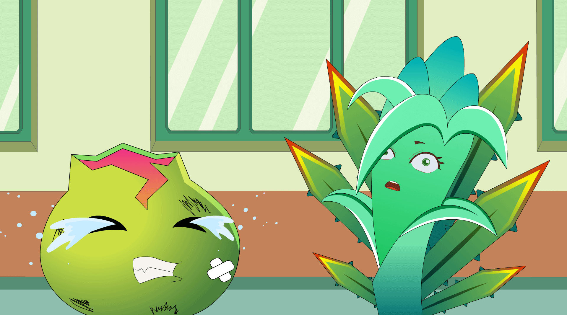 正准备去上课的龙舌兰老师发现了正在哭泣的岩浆番石榴