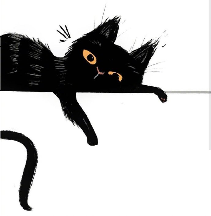插画师dan tvis画的超萌小黑猫