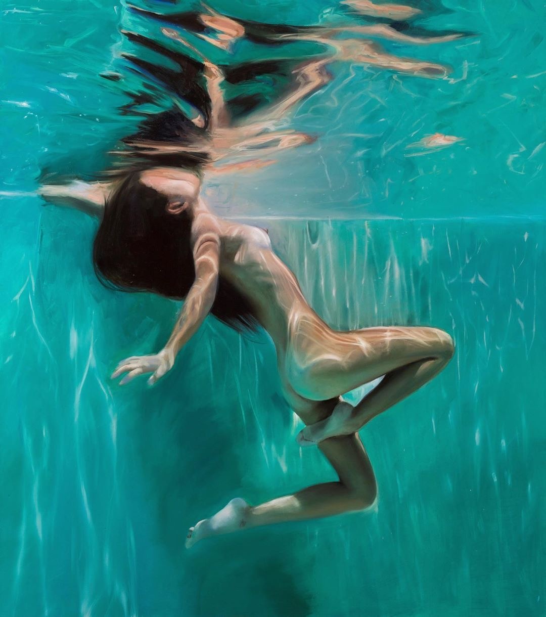 水中人美国艺术家reisha Perlmutter 写实油画作品