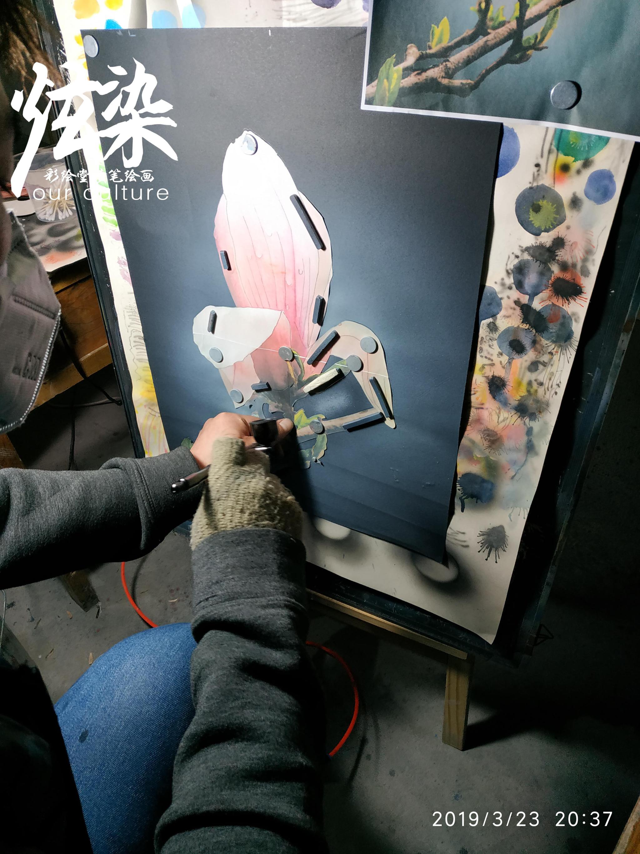 杰哥喷笔彩绘模板直喷绘画学员花卉练习炫染彩绘堂出品