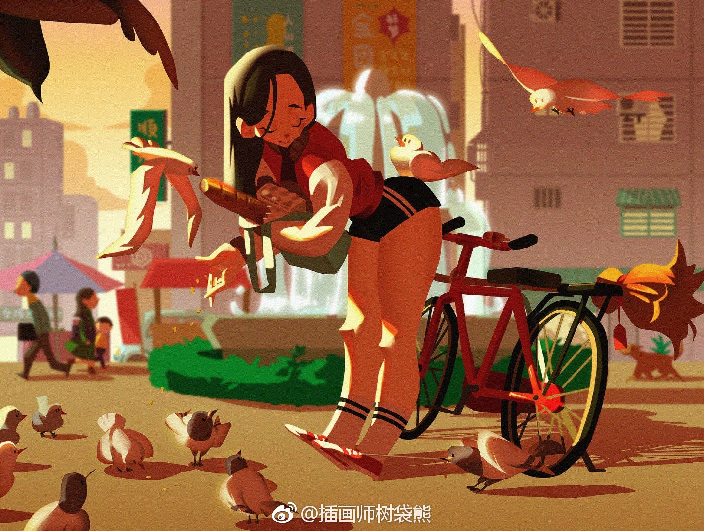 中国台湾插画师jeremyjhang笔下的女孩插画设计作品独特的光影