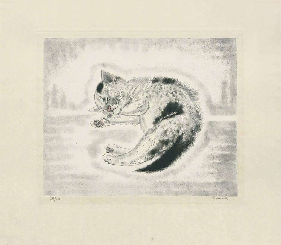 大师藤田嗣治笔下的猫微博艺术