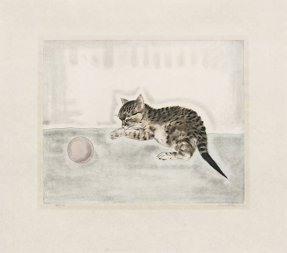 大师藤田嗣治笔下的猫微博艺术