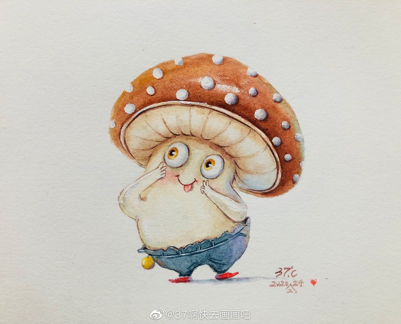 作者37啊快去画画吧一组小蘑菇的插画