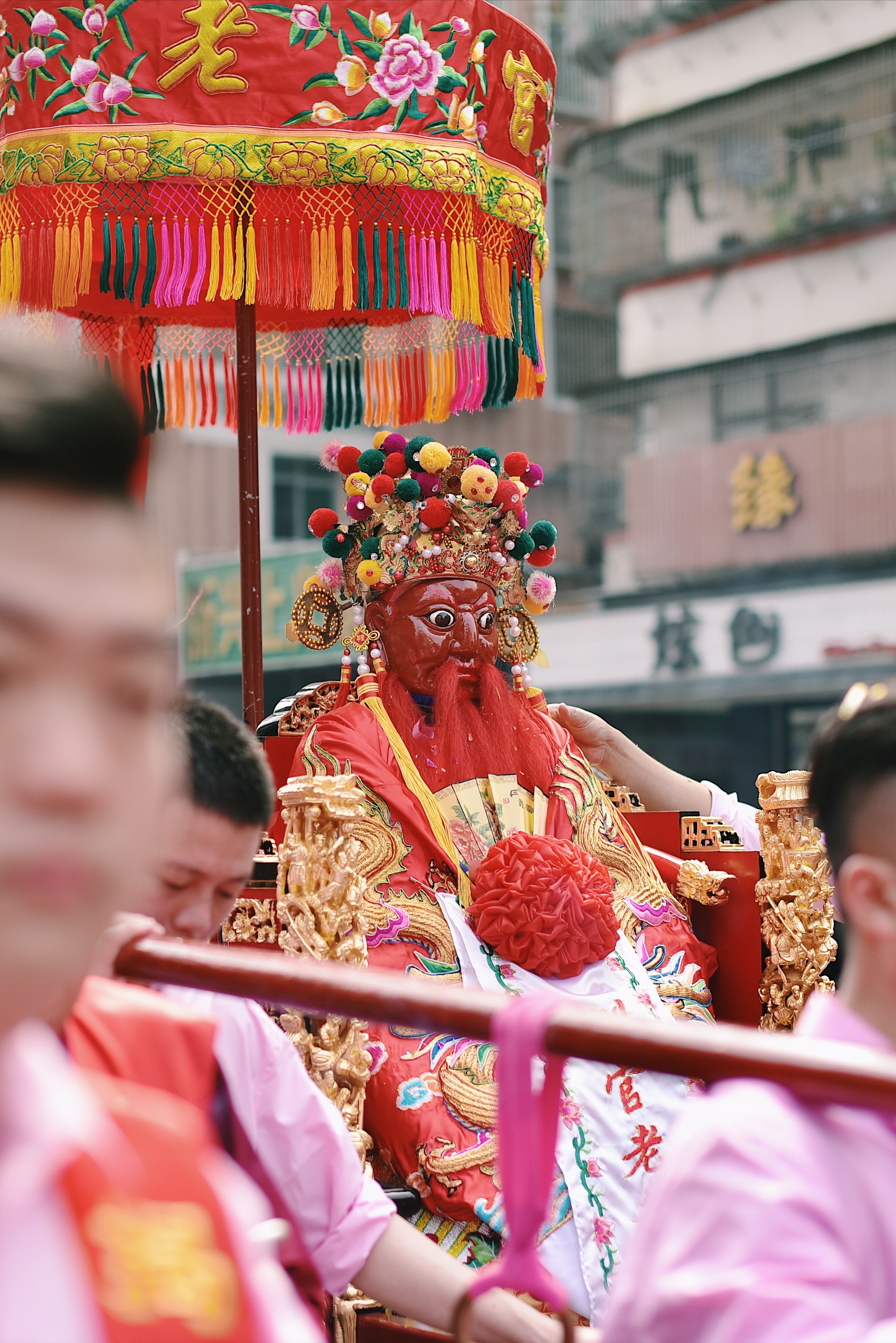 己亥年正月廿三城隍伯府大人出巡榕城醒狮,舞龙,英歌舞,标旗和花