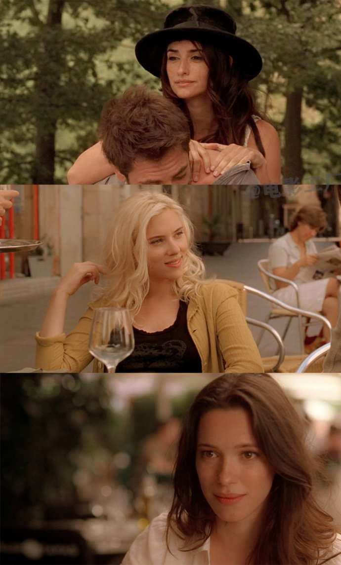 电影《午夜巴塞罗那》里的斯嘉丽·约翰逊,佩内洛普·克鲁兹和丽贝卡