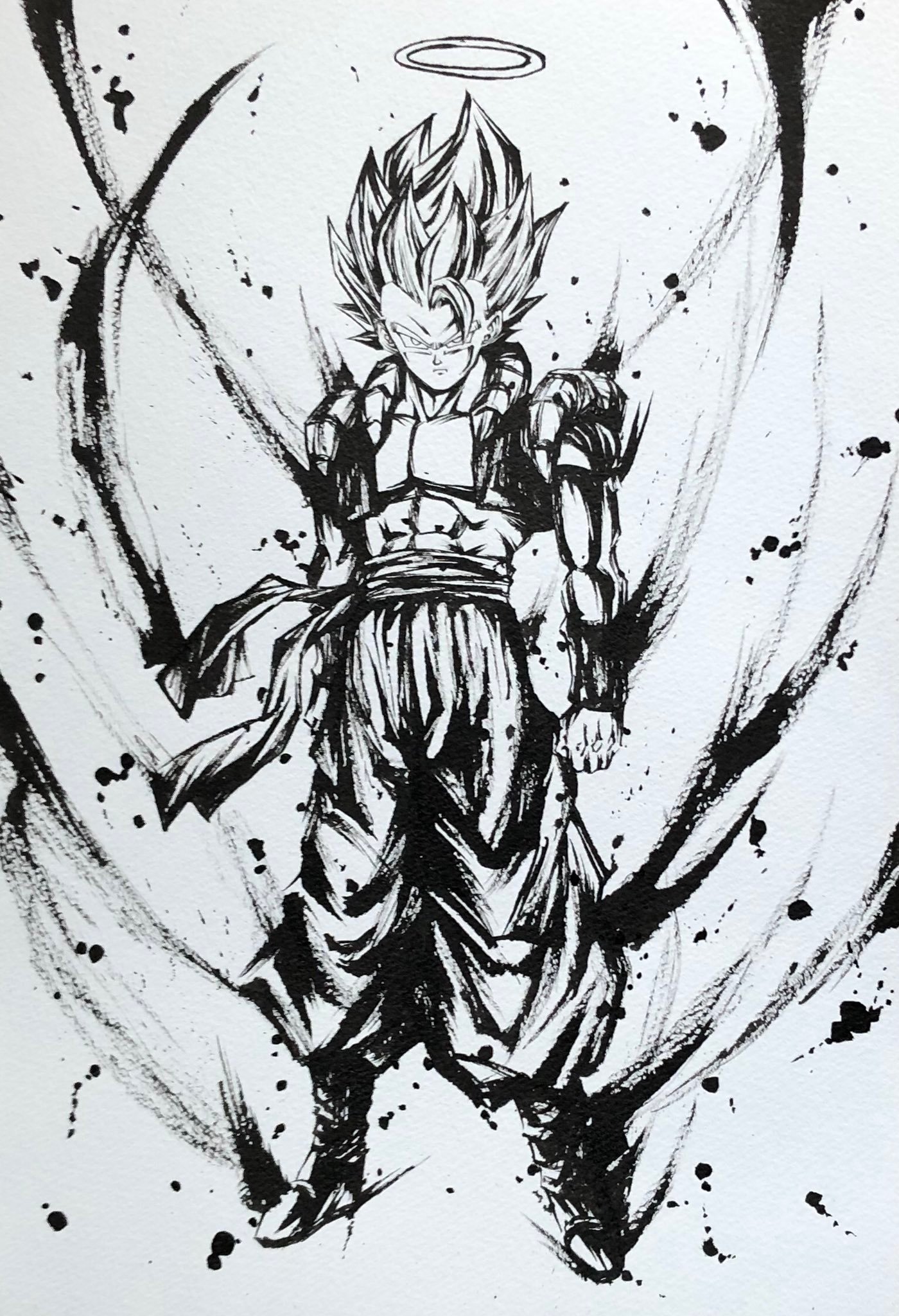 日本动漫水墨画爱好者插画师かずspmig7绘制的同人版龙珠