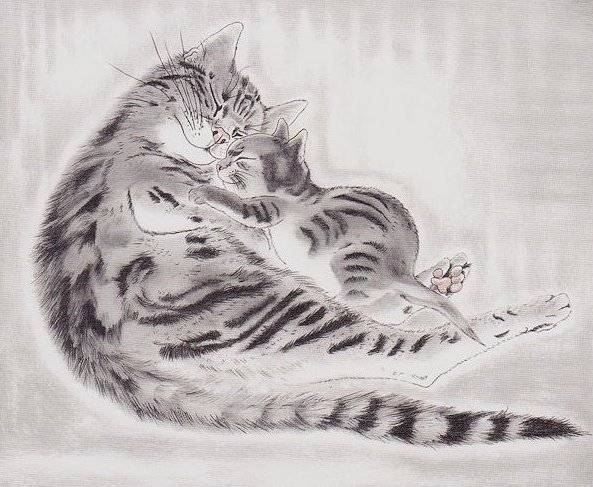 大师藤田嗣治笔下的猫微博艺术