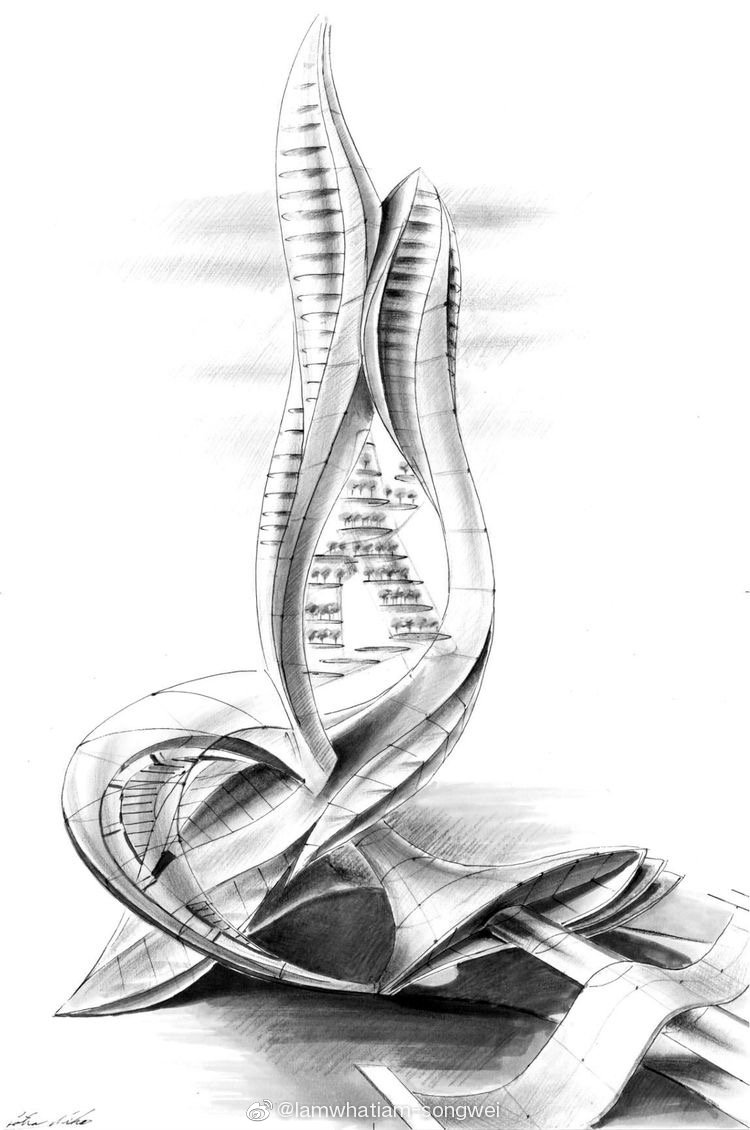 异形建筑设计手稿