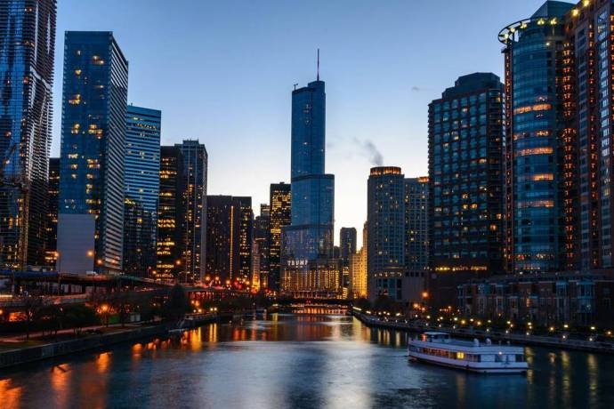 chicagoillinois芝加哥夜色好美