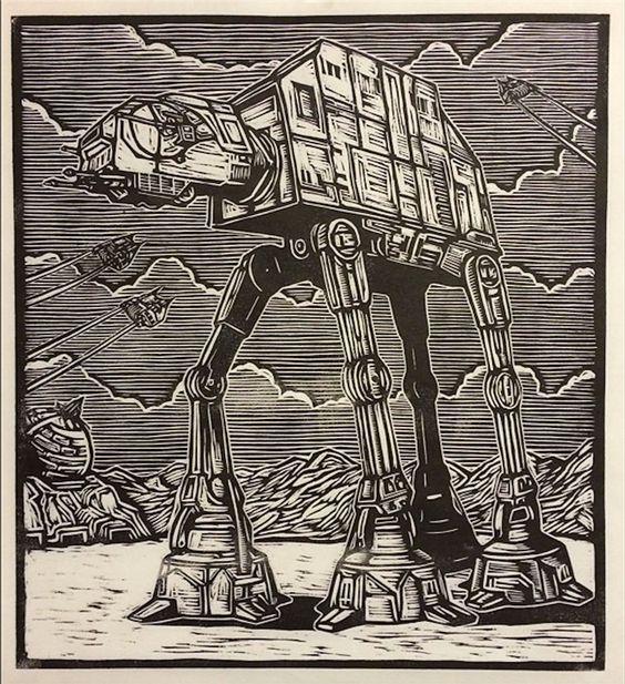 科幻木版画Artist：Brian Reedy