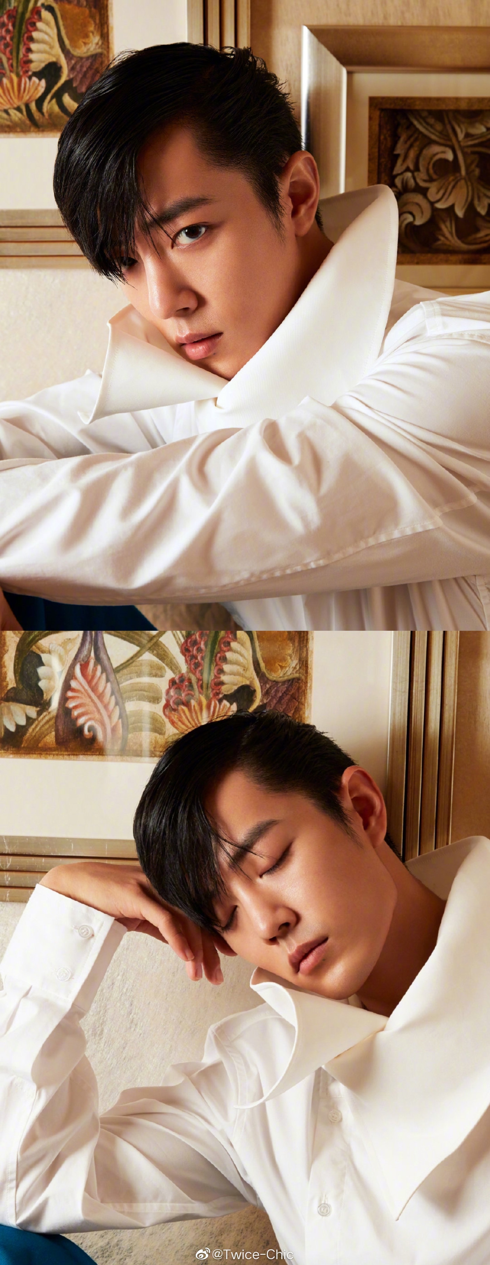 肖战x 时尚芭莎 10月下别册内页大片 | 偏分梳发与微挑眼妆