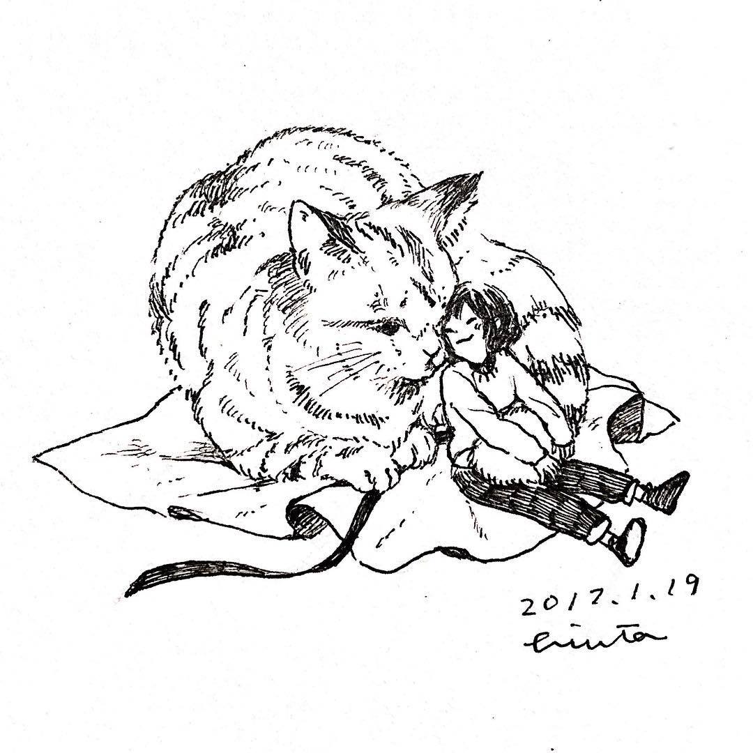 中性笔速写随笔画