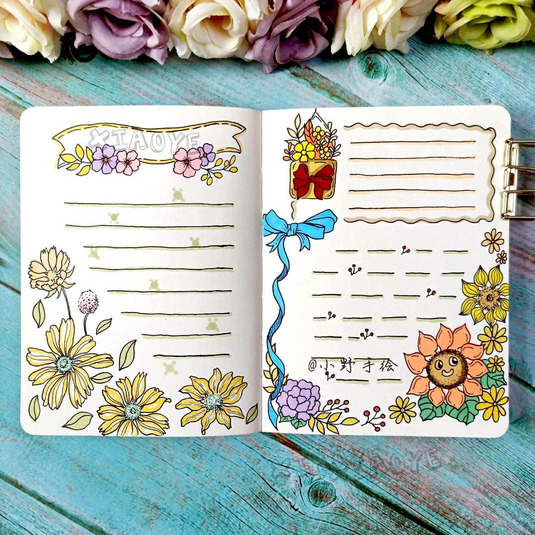 秋天来啦 关于秋天主题的手帐帐版 作者:@小野手绘|小野|主题|作者