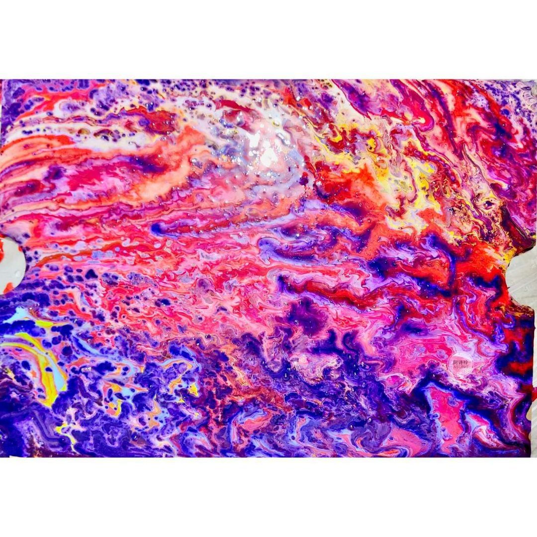 这一些热的烈的情 和苍白的浮冰 多无影～做的第二组流体画 自然流淌