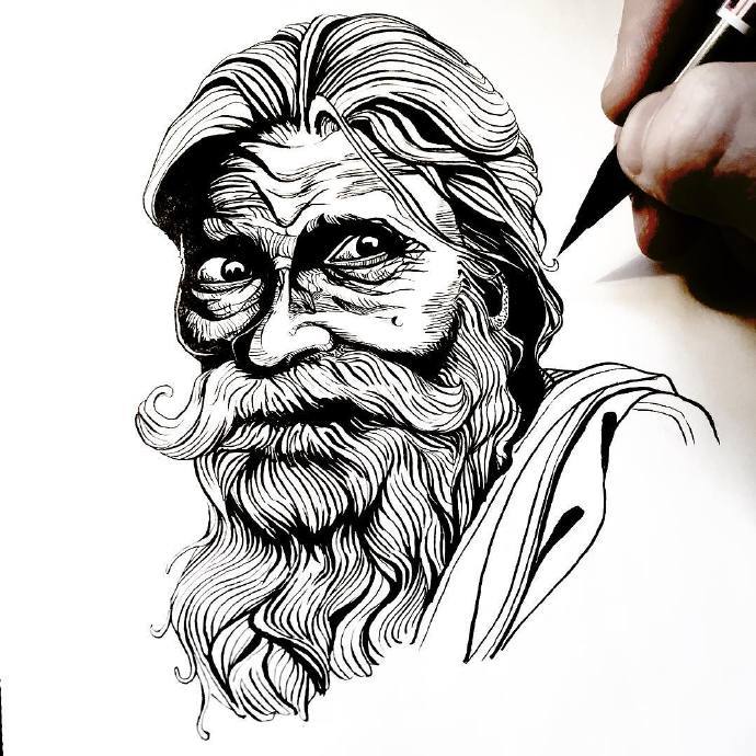 99 针管笔br头  黑白人物绘制干货素材