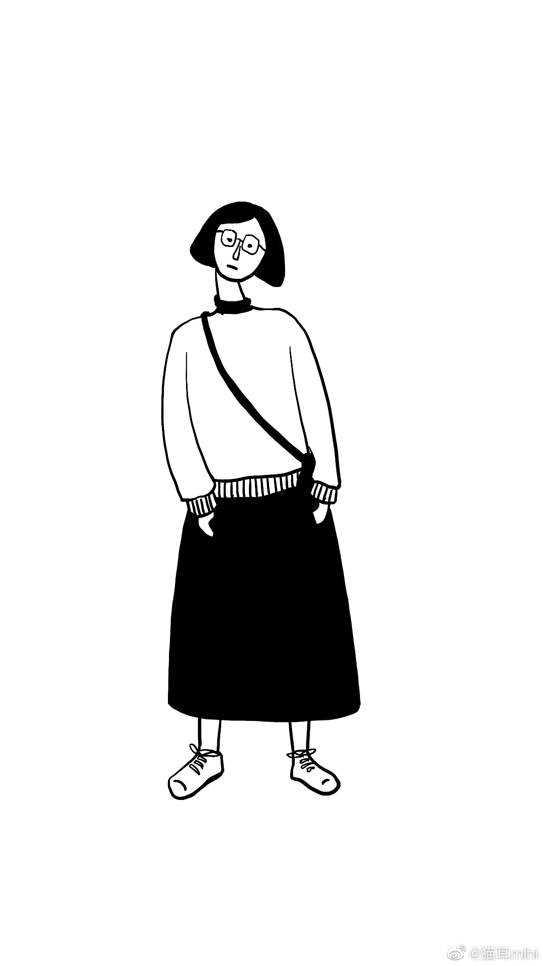 人物黑白涂鸦一组