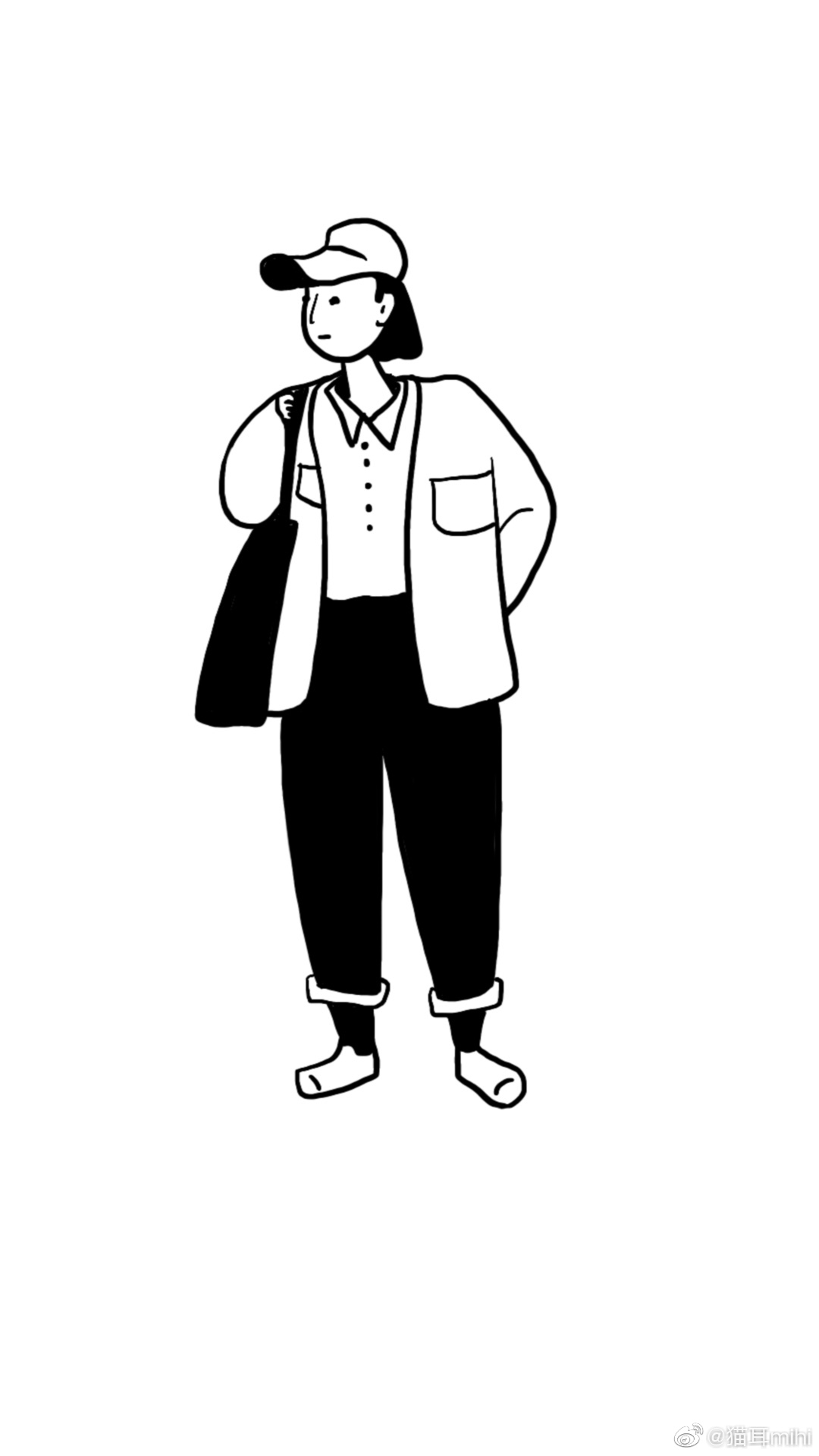 人物黑白涂鸦一组