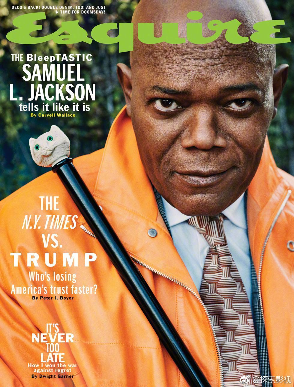 70岁的 弗瑞局长 塞缪尔 杰克逊为 时尚先生 杂志4月刊拍摄封面及