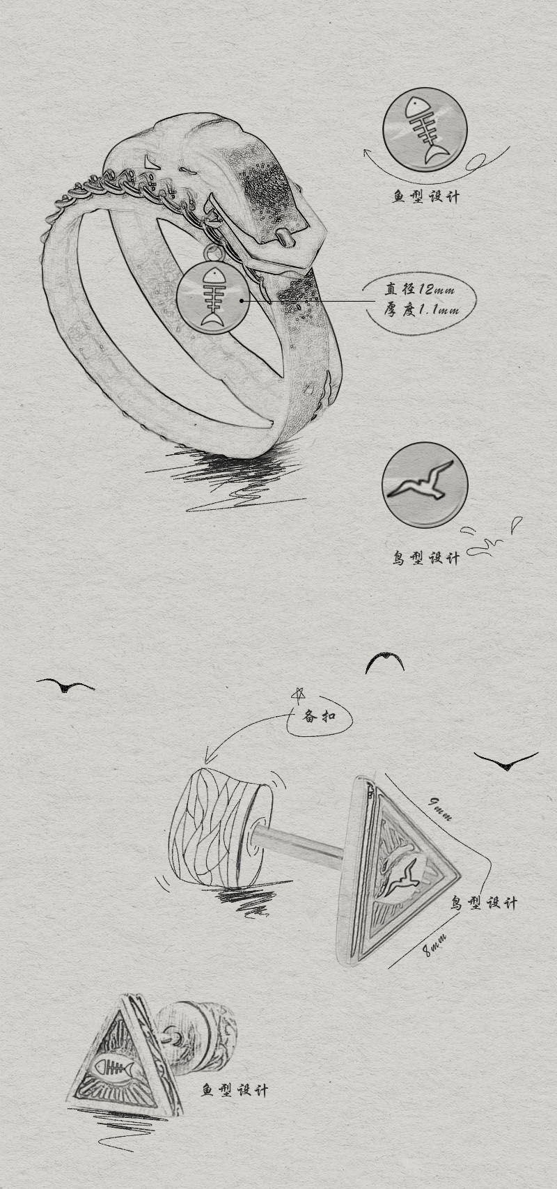 我觉得我很有设计天赋你们看下我弄的首饰设计草稿图没有成品