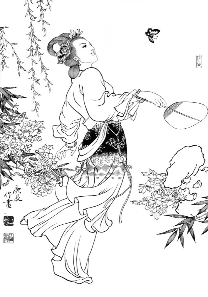 刘公华白描仕女图欣赏二