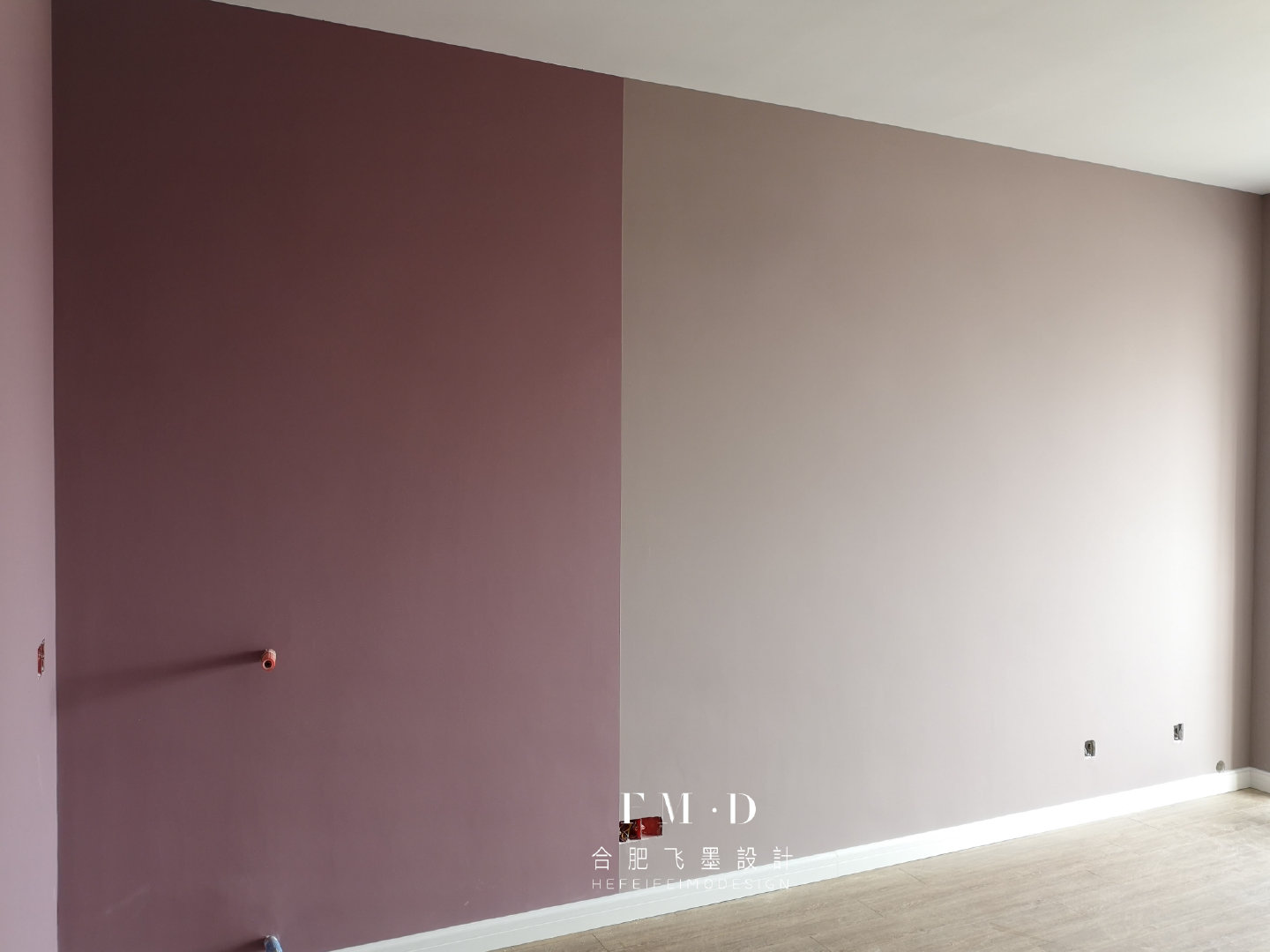 晚饭后给你们分享一波飞墨家墙面乳胶漆分色处理