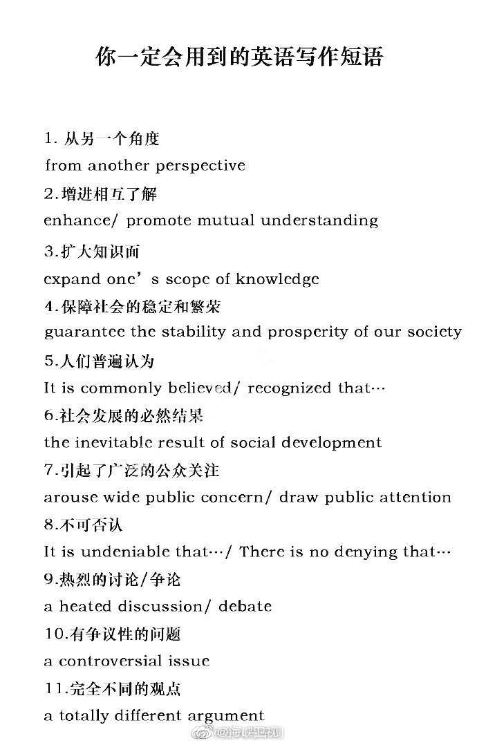 个你一定会用到的英语写作高分短语 对口语也很有帮助 高清图集 新浪网 个你一定会用到的英语写作高分短语 对口语也很有帮助 高清图集 新浪网