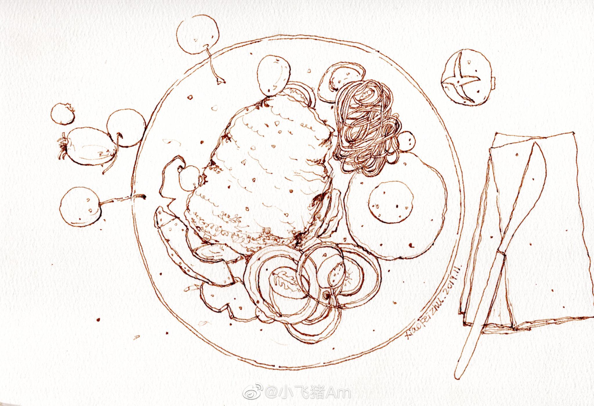 食物钢笔淡彩线稿_高清图集_新浪网