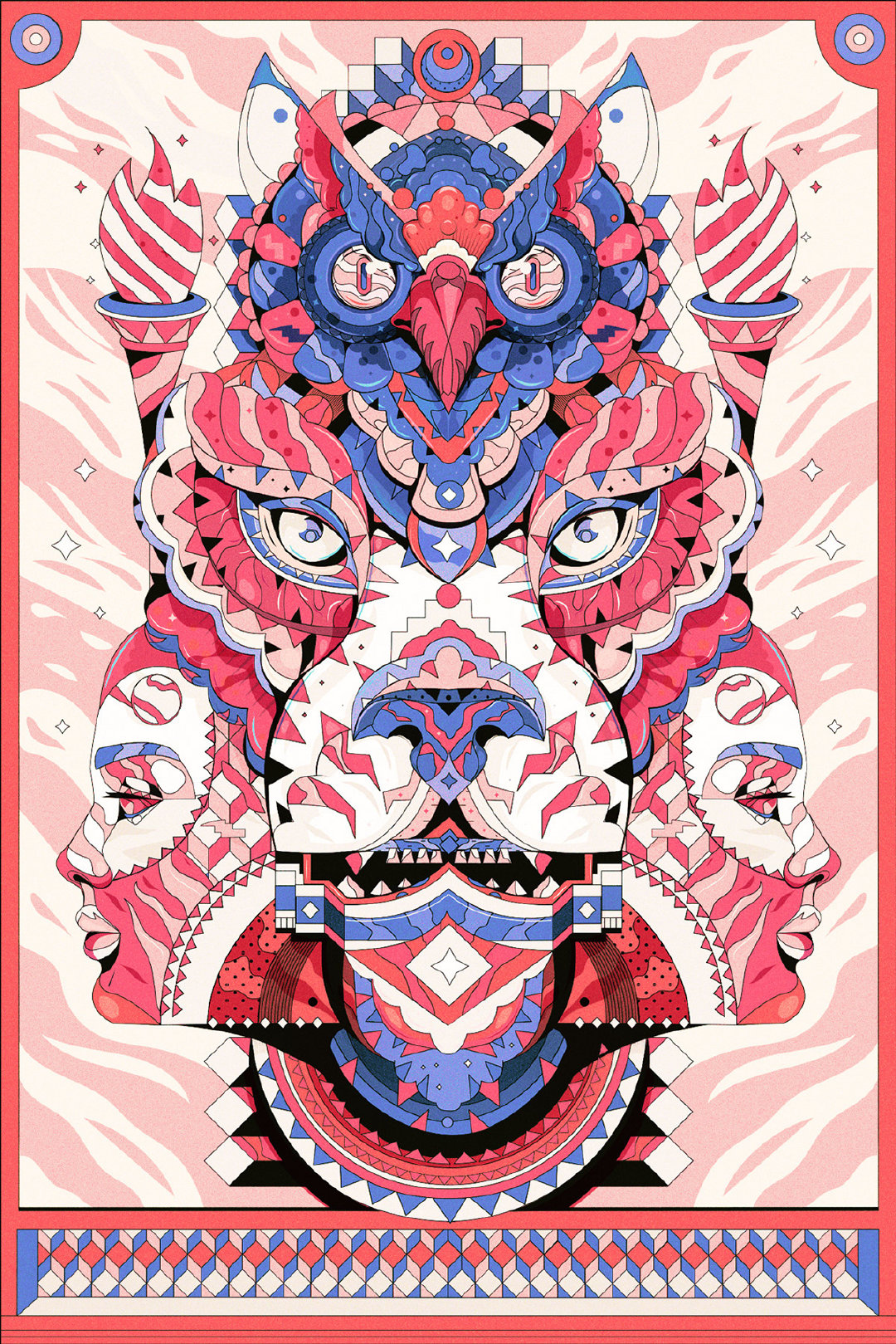 恢弘巨制般的一组插图创意色彩和细节相互配合得很好