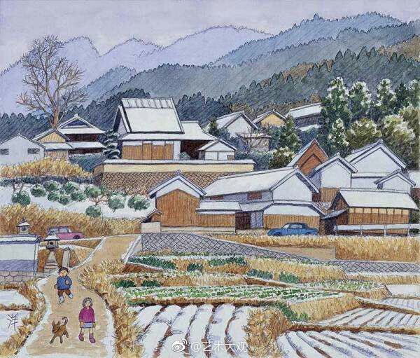 日式乡村水彩画 / 日本画家辻本洋太朗风景画1水彩画风景画日式_新浪新闻