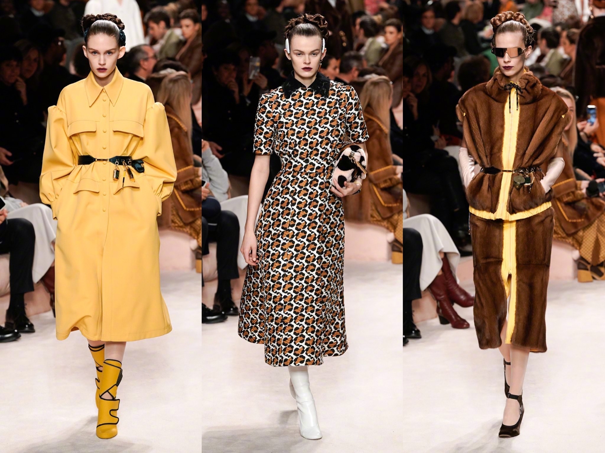 fendi2020秋冬大秀结构与柔和成了主调服装剪裁运用收腰设计