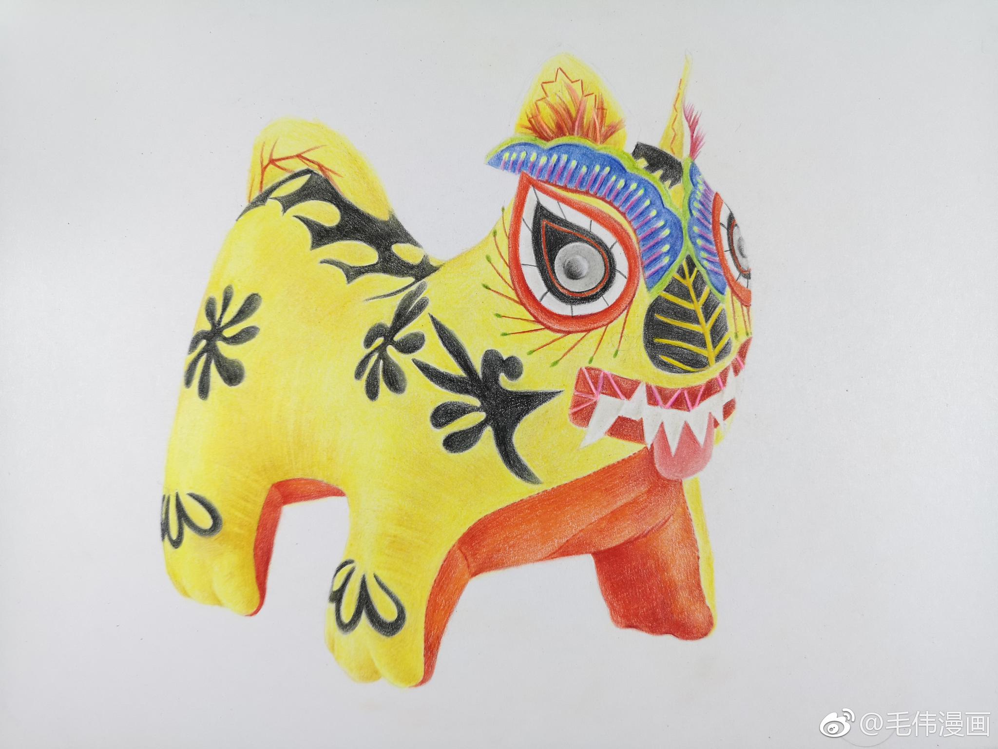 彩铅布老虎作者毛伟漫画