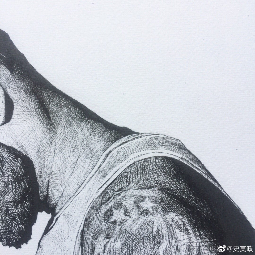作者史莫政詹姆斯针管笔肖像画