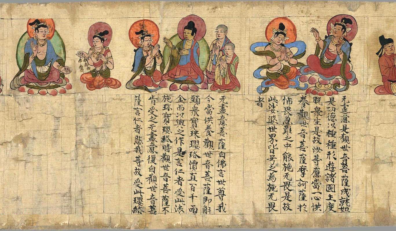 敦煌字画文献《观音经变图卷》(局部)欣赏|观音经变图卷|敦煌|字画_新