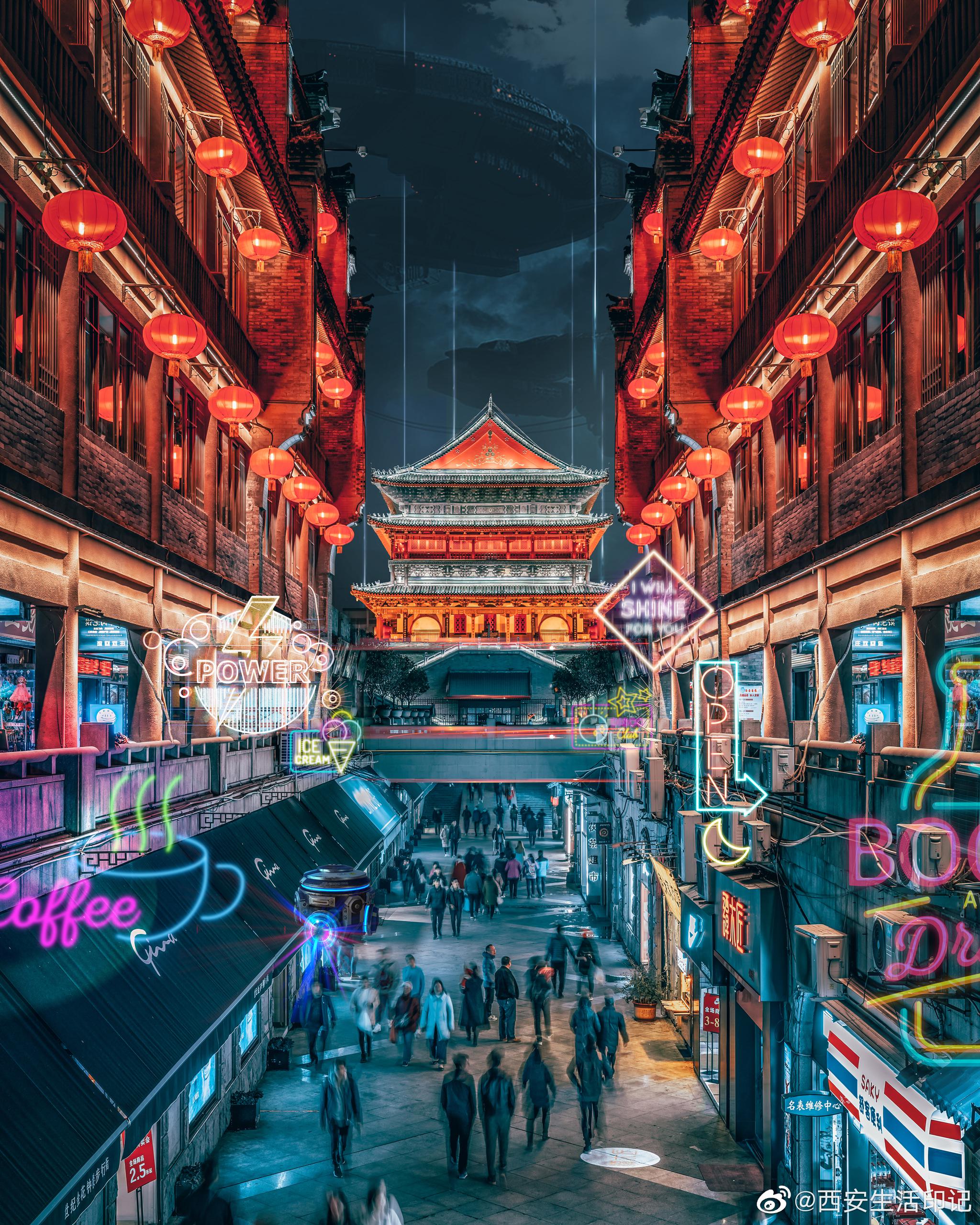 西安又要上热搜了,ins网红摄影师拍了一组赛博西安大片