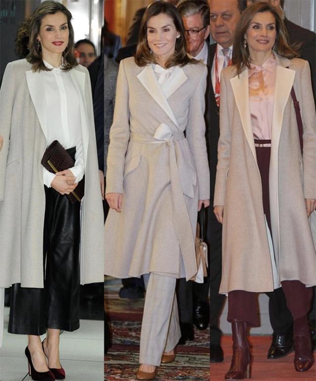 西班牙王后三穿同款大衣一衣多穿每套搭配都很惊艳太会搭配了