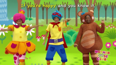 只是改变了几个单词:把clap your hands,改成stomp your feet,shout "