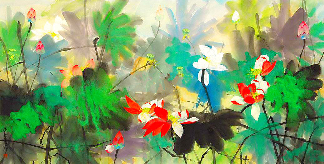 黄永玉坐拥万荷塘,画荷多绚烂,却败给无半亩荷田美女,画尽情爱