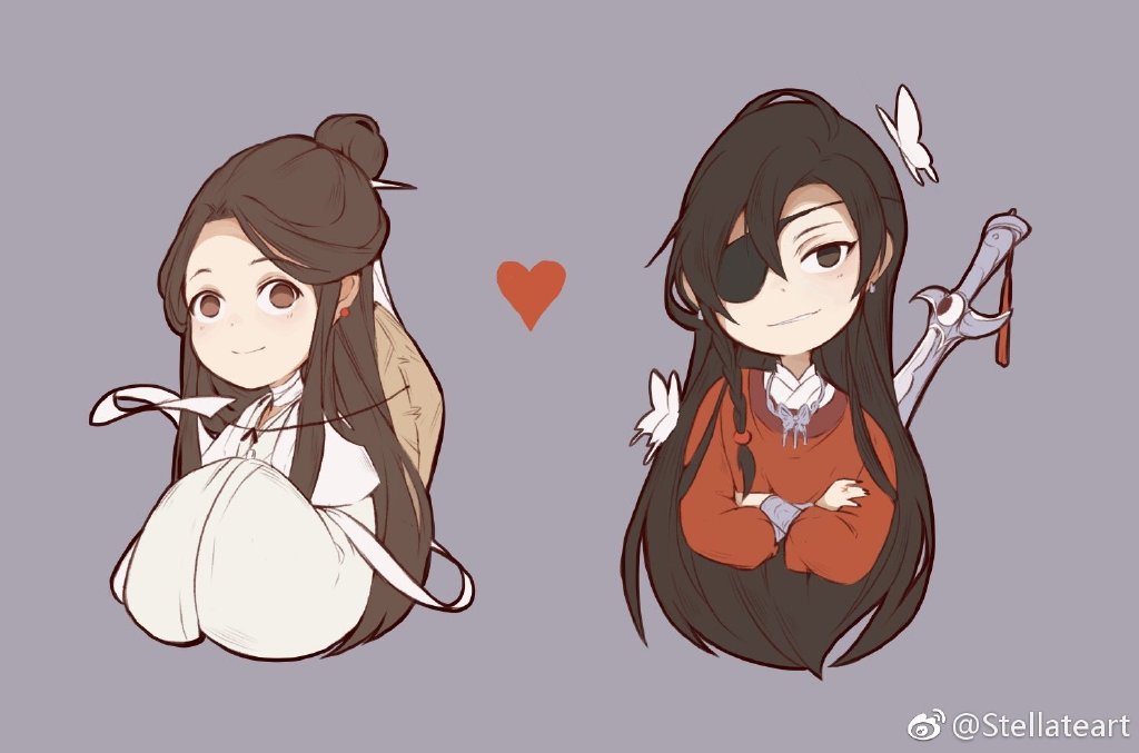 超萌的天官赐福古风人物插画.好可爱.图|stellatotie