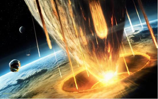 巨型陨石撞击地球会发生什么?或导致地球停止转动,致使生物毁灭